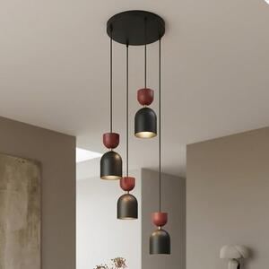 Závěsné svítidlo GAUDI 4 PREM – černé / vínové, 3× E14, šířka 38 cm