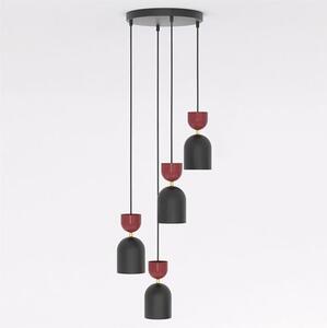 Závěsné svítidlo GAUDI 4 PREM – černé / vínové, 3× E14, šířka 38 cm