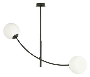 Stropní svítidlo HUNTER 2 – černé, opálové sklo, 2× E14, šířka 83 cm