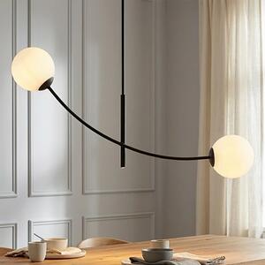 Stropní svítidlo HUNTER 2 – černé, opálové sklo, 2× E14, šířka 83 cm