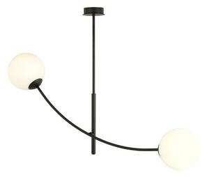 Stropní svítidlo HUNTER 2 – černé, opálové sklo, 2× E14, šířka 83 cm