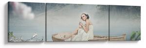 Obraz - Žena na loďce (170x50 cm)