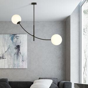 Stropní svítidlo HUNTER 2 – černé, opálové sklo, 2× E14, šířka 83 cm