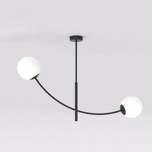 Stropní svítidlo HUNTER 2 – černé, opálové sklo, 2× E14, šířka 83 cm