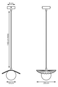 Závěsné svítidlo FLORA 1 – vínové, opálové sklo, 1× G9, šířka 20 cm