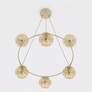 Závěsné svítidlo AZURA 6 – moka, jantarové sklo, 6× E14, šířka 75 cm