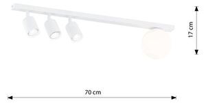 Stropní svítidlo BASTER 4 – celobílé, sklo, 4× GU10/E14, šířka 70 cm