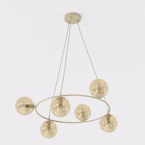 Závěsné svítidlo AZURA 6 – moka, jantarové sklo, 6× E14, šířka 75 cm