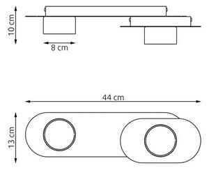 Stropní svítidlo STILO 2 – černé, 2× GX53, šířka 44 cm