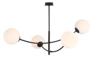 Stropní svítidlo HUNTER 4 – černé, opálové sklo, 4× E14, šířka 89 cm