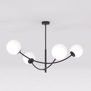 Stropní svítidlo HUNTER 4 – černé, opálové sklo, 4× E14, šířka 89 cm