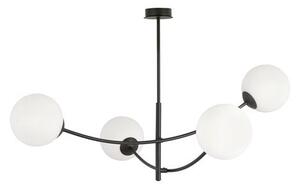 Stropní svítidlo HUNTER 4 – černé, opálové sklo, 4× E14, šířka 89 cm