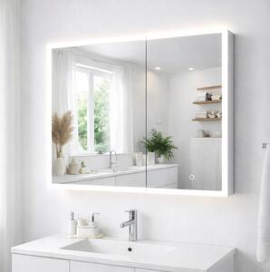 LED galerka 80×70 cm s oboustranným zrcadlem a kosmetickým zrcátkem