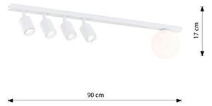 Stropní svítidlo BASTER 5 – celobílé, sklo, 5× GU10/E14, šířka 90 cm
