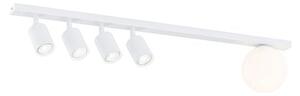 Stropní svítidlo BASTER 5 – celobílé, sklo, 5× GU10/E14, šířka 90 cm