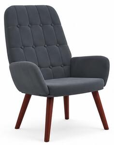 Relaxační křeslo, odpočinkové, dřevo/kov/textil, 96x69x78 cm, nohy tmavé/tmavě šedá, Dekorino KR20260046