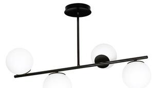 Stropní svítidlo BIOR 4 – černé, bílé sklo, 4× E14, šířka 80 cm