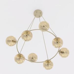Závěsné svítidlo AZURA 8 – moka, jantarové sklo, 8× E14, šířka 86 cm