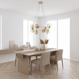 Závěsné svítidlo AZURA 8 – moka, jantarové sklo, 8× E14, šířka 86 cm