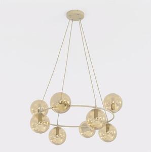 Závěsné svítidlo AZURA 8 – moka, jantarové sklo, 8× E14, šířka 86 cm