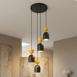 Závěsné svítidlo GAUDI 4 PREM – černé / oranžové, 3× E14, šířka 38 cm