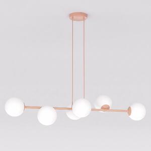 Závěsné svítidlo MAGNUS 6 – korálové, bílé sklo, 6× E14, šířka 116 cm
