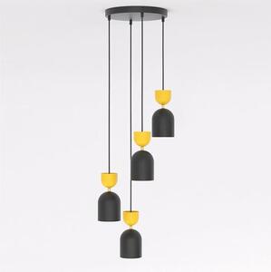 Závěsné svítidlo GAUDI 4 PREM – černé / oranžové, 3× E14, šířka 38 cm