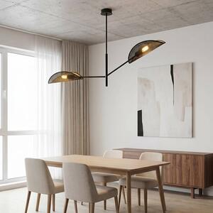 Stropní svítidlo VENE 2 – černé, zlatá textilní stínidla, 2× E14, šířka 102 cm