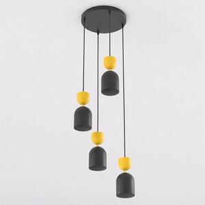 Závěsné svítidlo GAUDI 4 PREM – černé / oranžové, 3× E14, šířka 38 cm