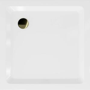 MEXEN Sprchová vanička se zlatým sifonem 80 x 80 cm bílá