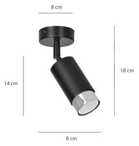 Stropní svítidlo HIRO 1 – černé / chromové, 1× GU10, šířka 8 cm