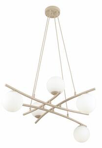 Závěsné svítidlo ESSA 5 – moka, opálové sklo, 5× E14, šířka 100 cm