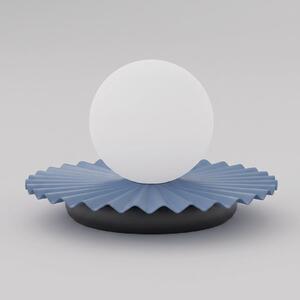 Stolní lampa UMBRA LN1 – tlumeně modrá, bílé sklo, 1× G9, šířka 28 cm