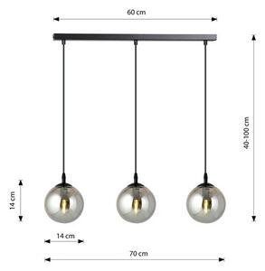 Závěsné svítidlo COSMO 3 – černé, grafitové sklo, 3× E14, šířka 70 cm