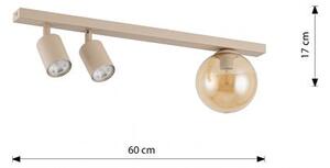 Stropní svítidlo BASTER 3 – moka, jantarové sklo, 3× GU10/E14, šířka 60 cm