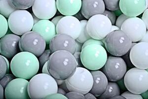 MeowBaby Pěnová hrací sada a domácí hřiště se suchým bazénkem (100 ks míčků) šedá: šedá, mintová, bílá