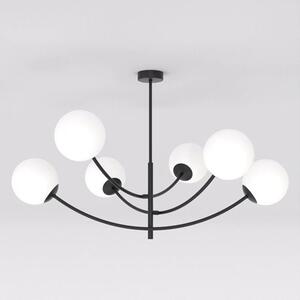 Stropní svítidlo HUNTER 6 – černé, opálové sklo, 6× E14, šířka 89 cm