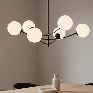Stropní svítidlo HUNTER 6 – černé, opálové sklo, 6× E14, šířka 89 cm