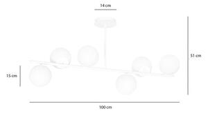 Stropní svítidlo BIOR 6 – celobílé, sklo, 6× E14, šířka 100 cm