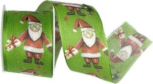 Vánoční stuha Santa s dárkem 40mm x 2m (12,-Kč/m)
