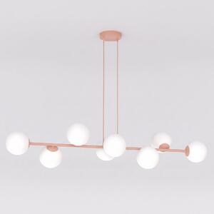 Závěsné svítidlo MAGNUS 8 – korálové, bílé sklo, 8× E14, šířka 116 cm