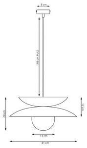 Závěsné svítidlo NAGOYA 1 – bílé / moka, sklo, 1× G9, šířka 41 cm