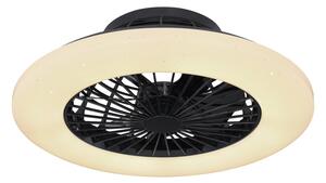 GLOBO Stropní stmívatelné LED osvětlení TRAVO s ventilátorem, 30W, teplá bílá-studená bílá, kulaté, černé 03628B