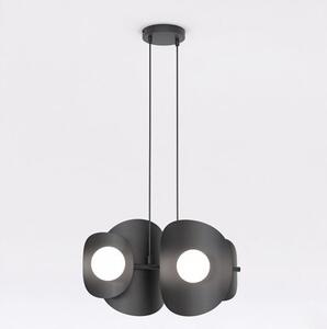 Závěsné svítidlo ELEMENTI 4 – černé, bílé sklo, 4× G9, šířka 54 cm