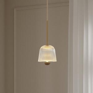 Nuura Aps LED závěsné světlo Asteea 1, Ø 12 cm, mosazná barva/čirá, stmívatelný, Mosaz / zlato, Obývací pokoj / jídelna, kov, Skandinávský