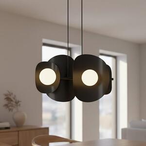 Závěsné svítidlo ELEMENTI 4 – černé, bílé sklo, 4× G9, šířka 54 cm