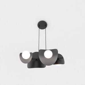 Závěsné svítidlo ELEMENTI 4 – černé, bílé sklo, 4× G9, šířka 54 cm