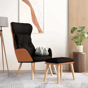 Relaxační křeslo s podnožkou černá umělá kůže a textil 3097766
