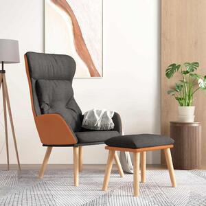 Relaxační křeslo s podnožkou tmavě šedá umělá kůže a textil 3097762
