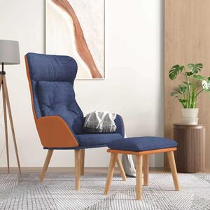 Relaxační křeslo s podnožkou modré umělá kůže a textil 3097765